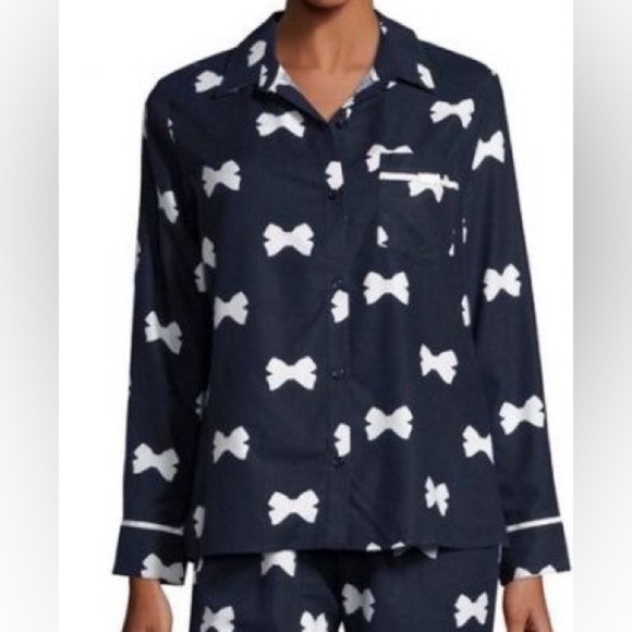 Kate Spade Navy Bow Print Pajama Top - Picture 1 of 5